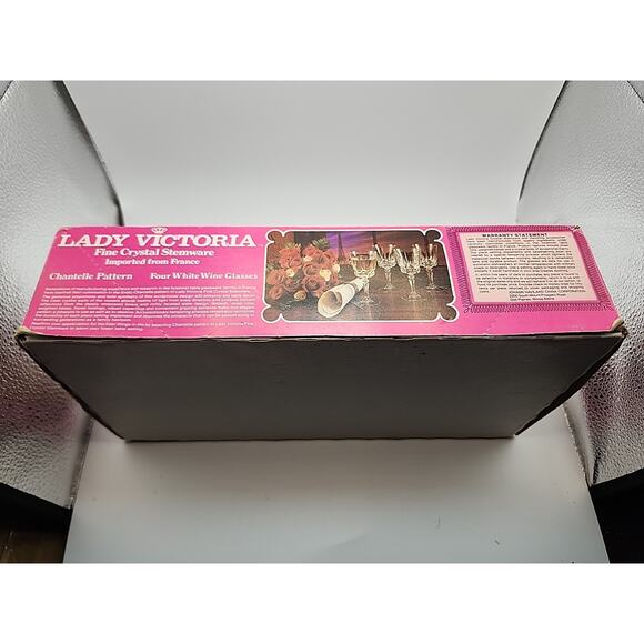 Vtg Set of 4 Lady Victoria Chantelle Crystal Stemware Wine Glasses France 6 oz - Picture 8 of 12